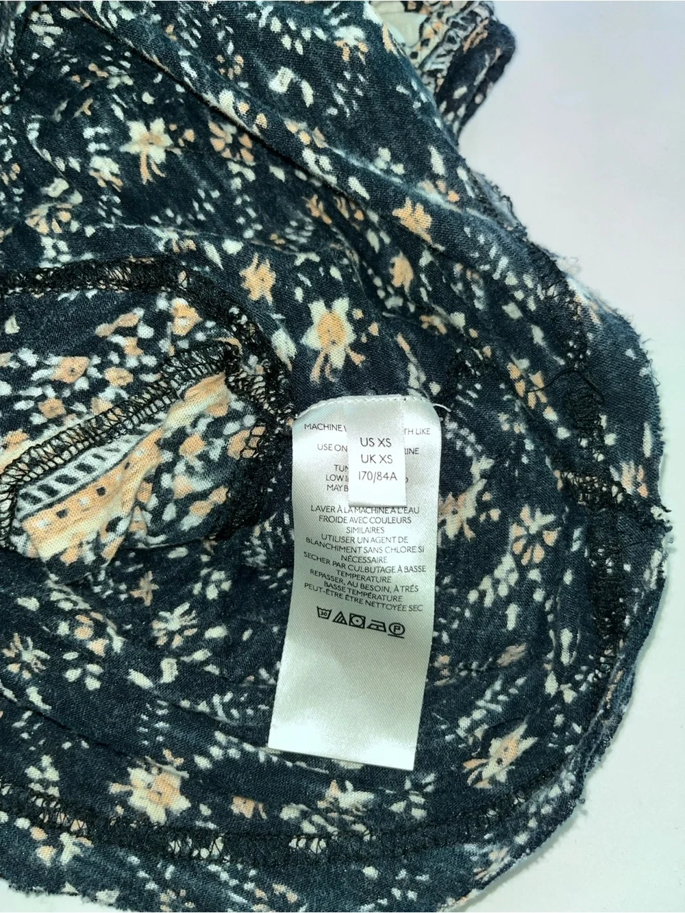 Free People Boho Printed‎ Short Sleeve Top XS Flowy Peasant Blouse